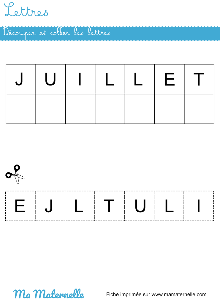 Petite section - Lettres : découper et coller les lettres