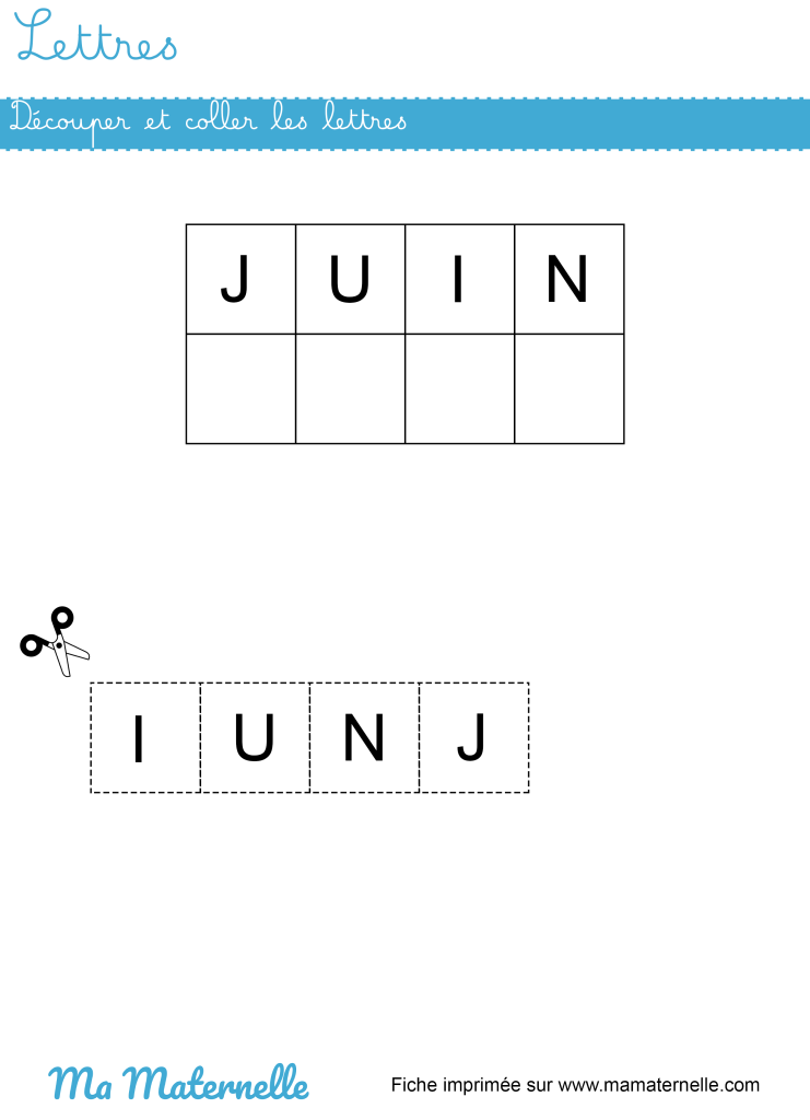 Petite section - Lettres : découper et coller les lettres