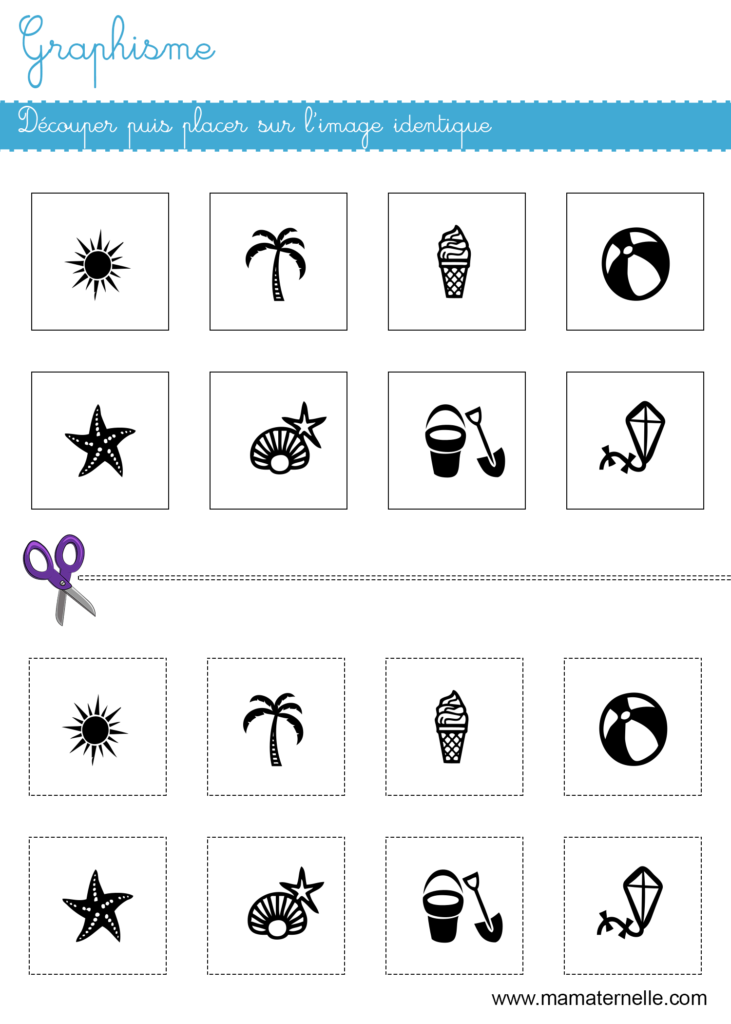 Petite section - Graphisme : découper puis placer sur l’image identique