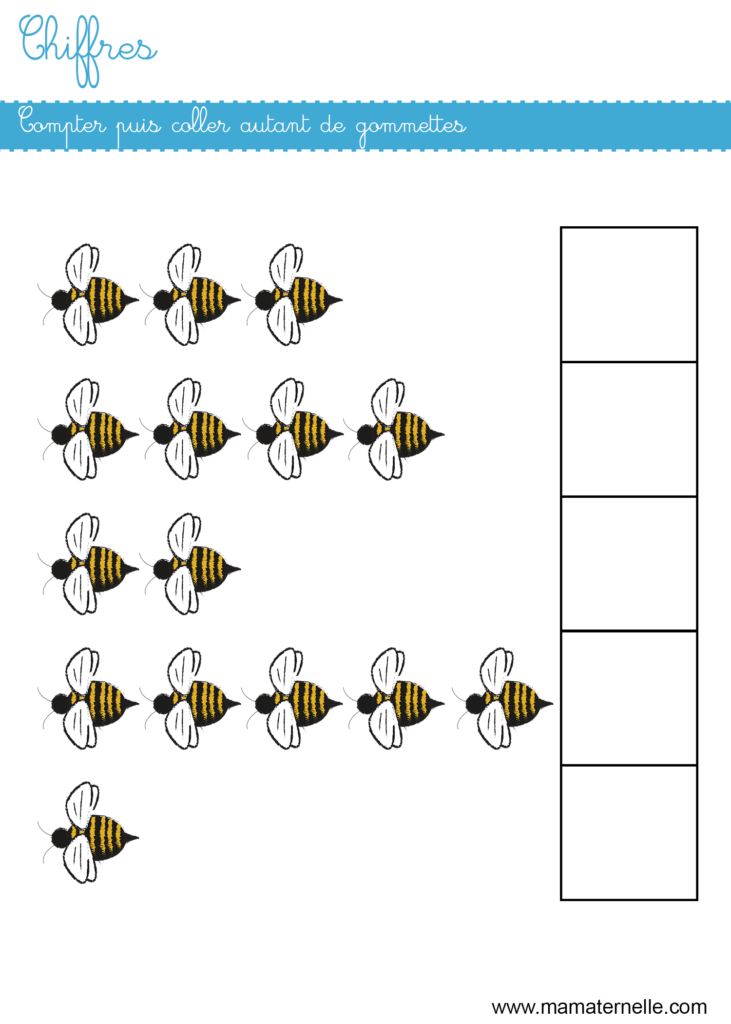 Chiffres : compter puis coller des gommettes - Ma Maternelle