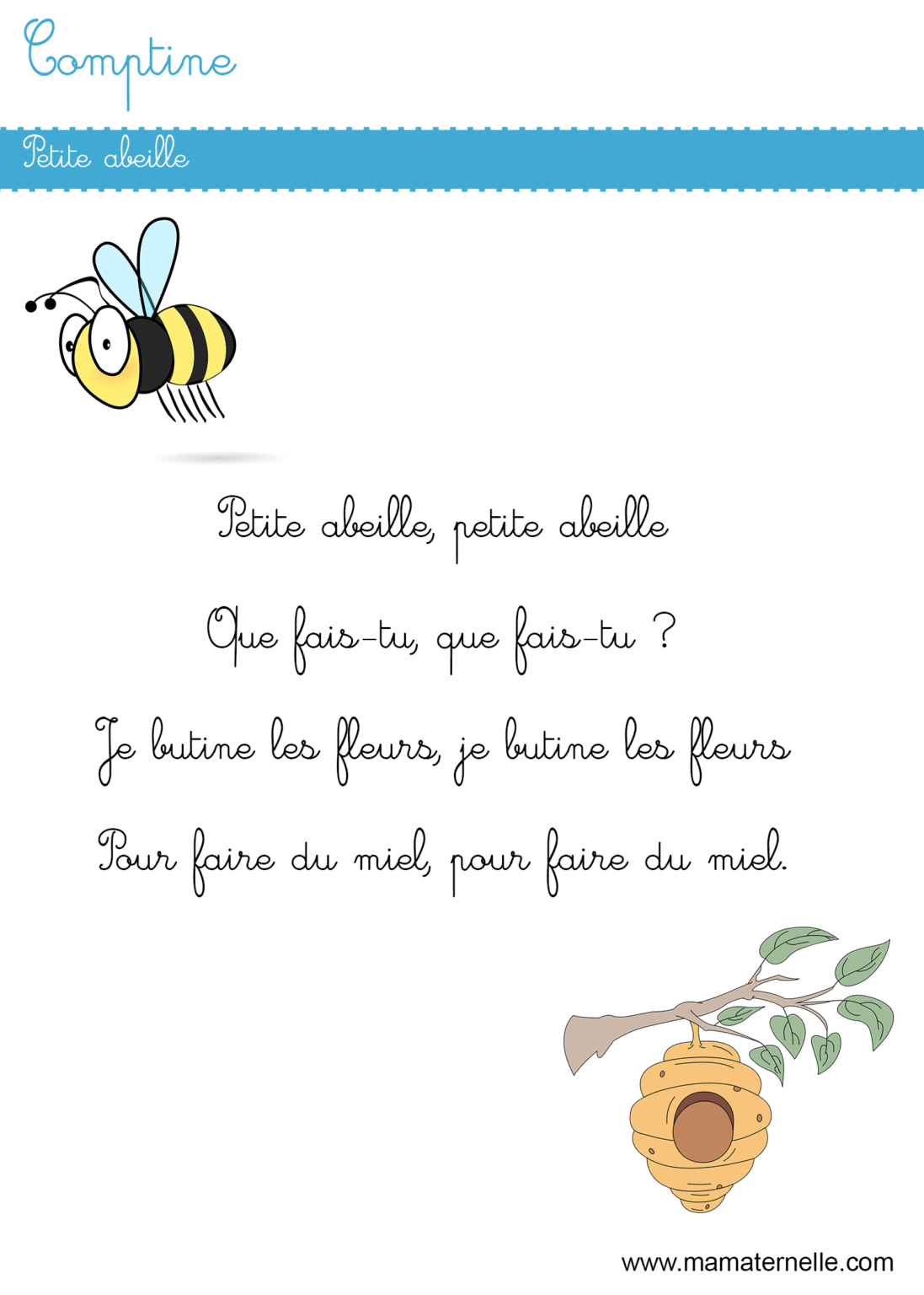 Comptine petite abeille Ma Maternelle