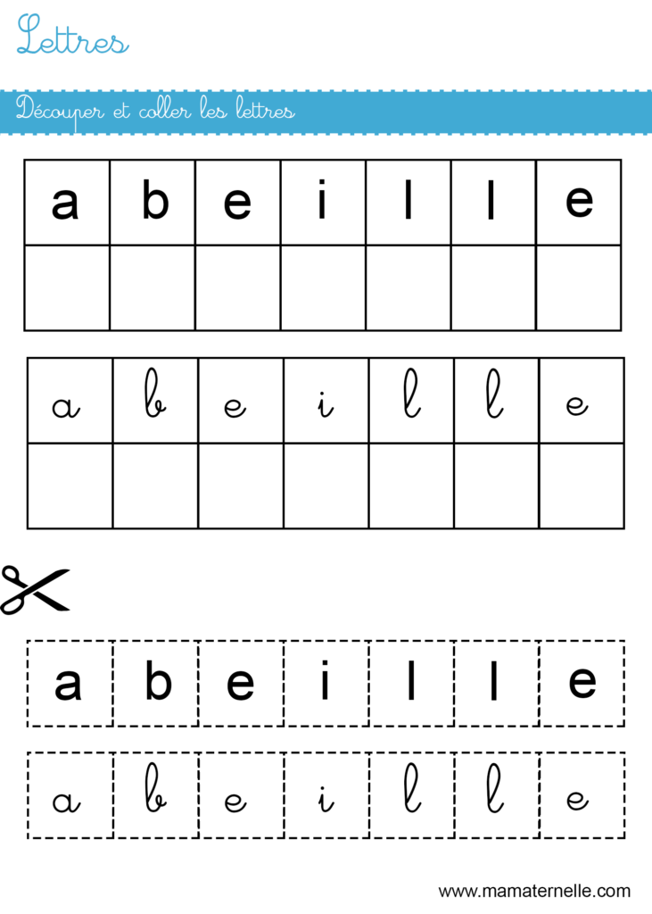 Grande section - Lettres : découper et coller les lettres