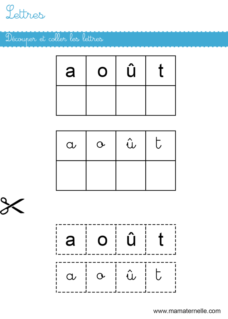 Grande section - Lettres : découper et coller les lettres