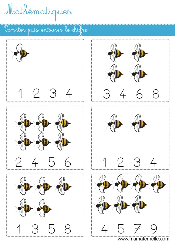 Moyenne section - Mathématiques : compter puis entourer