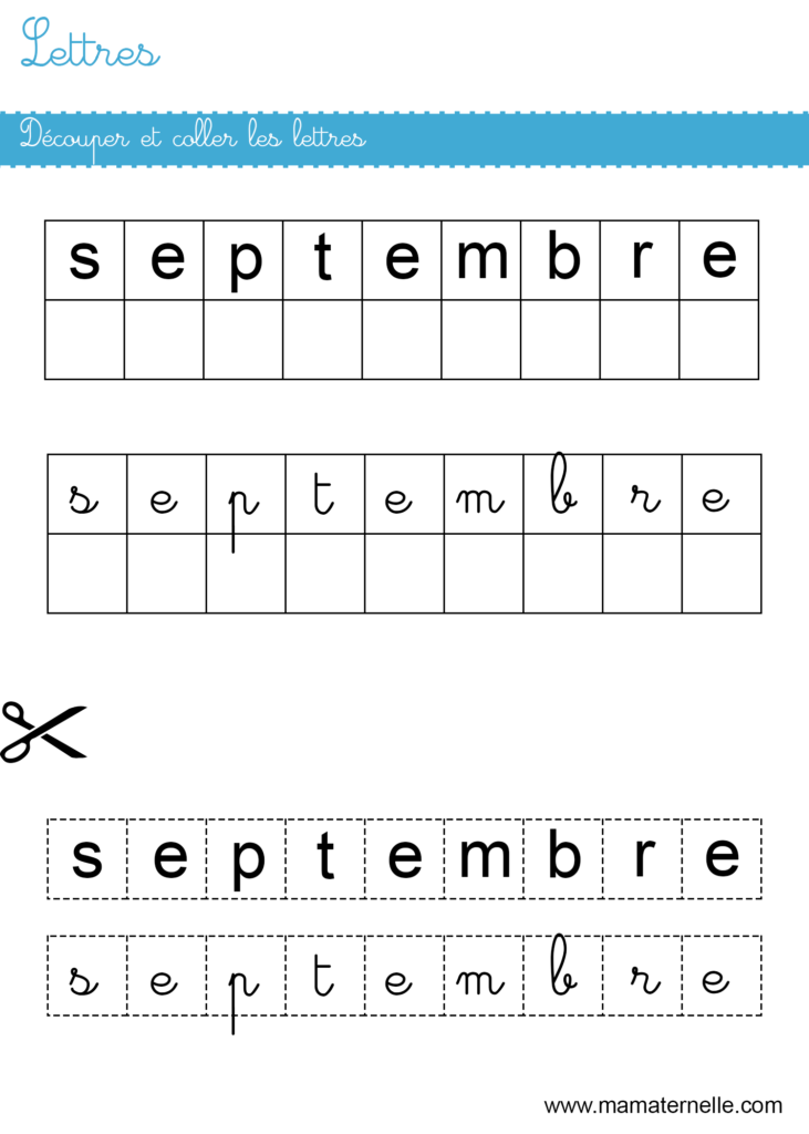 Grande section - Lettres : découper et coller les lettres