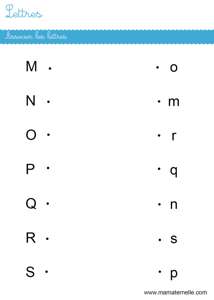 Moyenne section - Lettres : associer les lettres