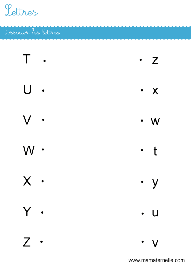 Moyenne section - Lettres : associer les lettres