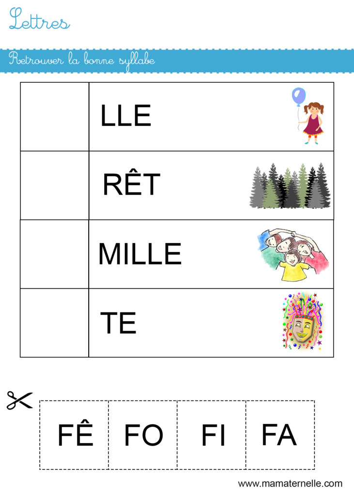 Grande section - Lettres : retrouver la bonne syllabe