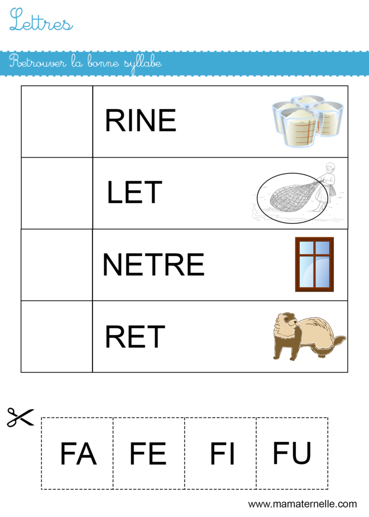 Grande section - Lettres : retrouver la bonne syllabe