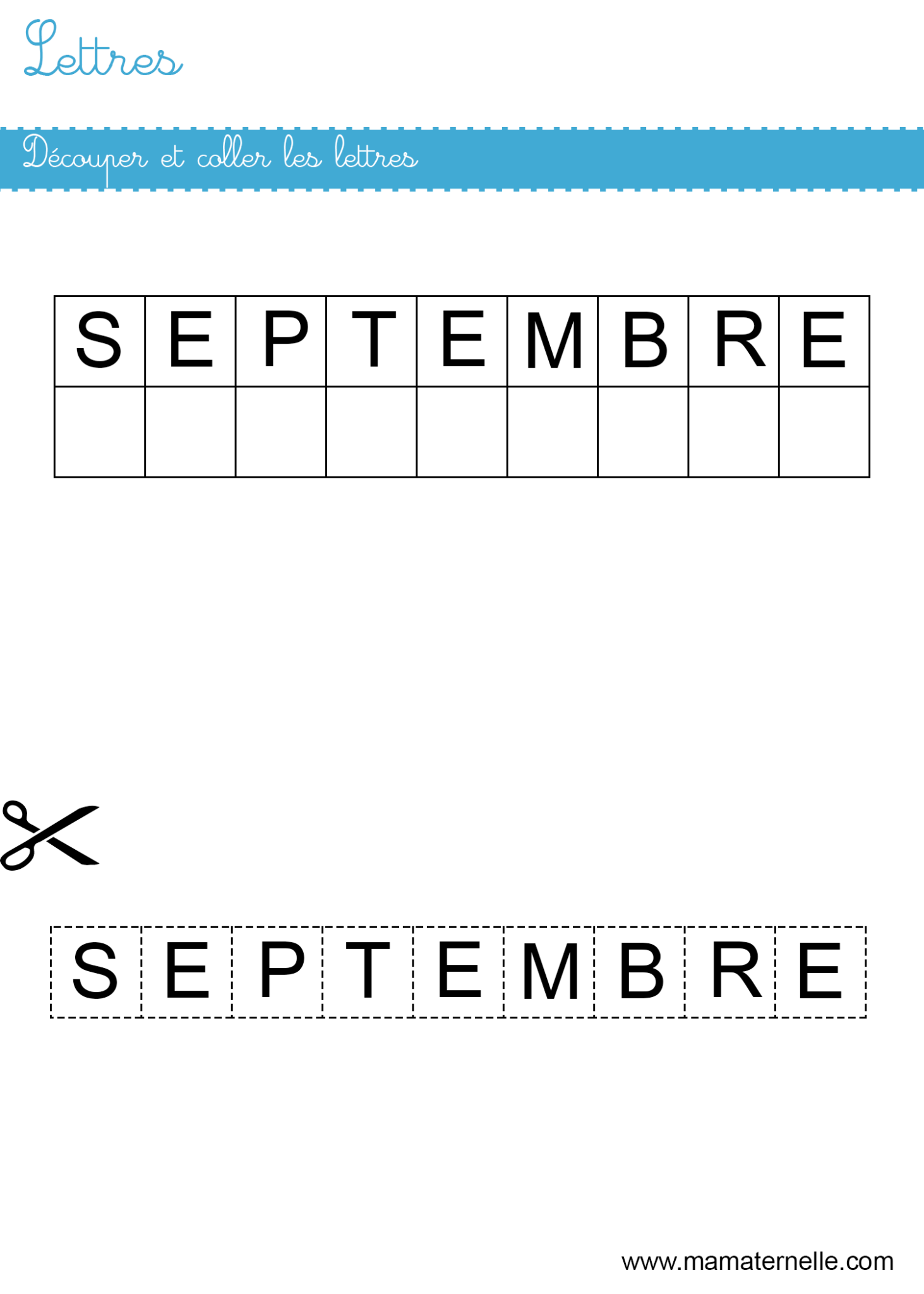 Lettres découper et coller les lettres Ma Maternelle