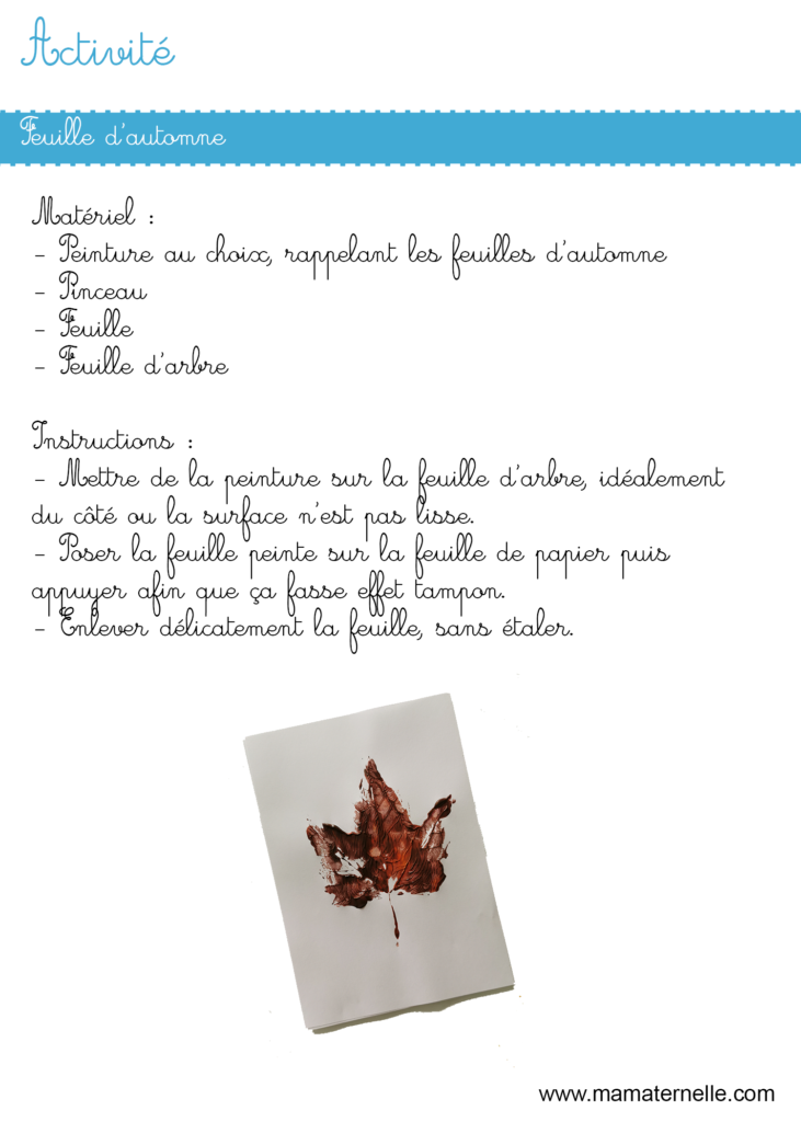 Activités - Activité : feuille d’automne