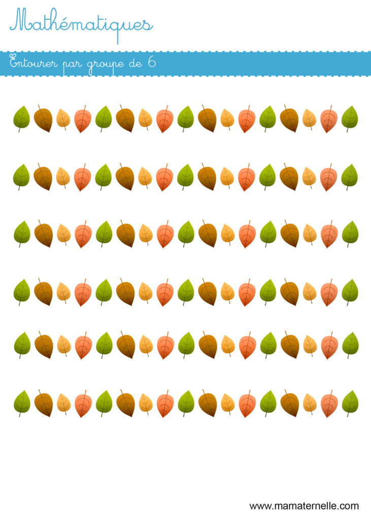 Grande section - Mathématiques : entourer par groupe de 6