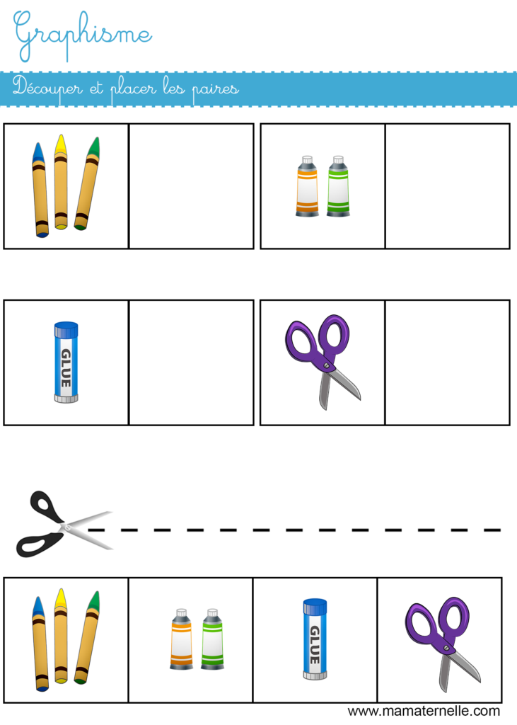 Petite section - Graphisme : découper et placer les paires