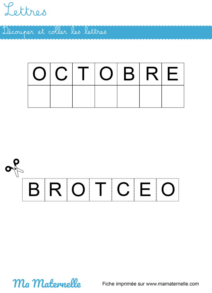 Petite section - Lettres : découper et coller
