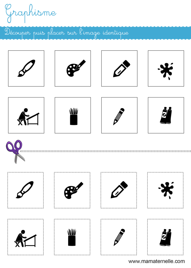 Petite section - Graphisme : découper puis placer sur l’image identique