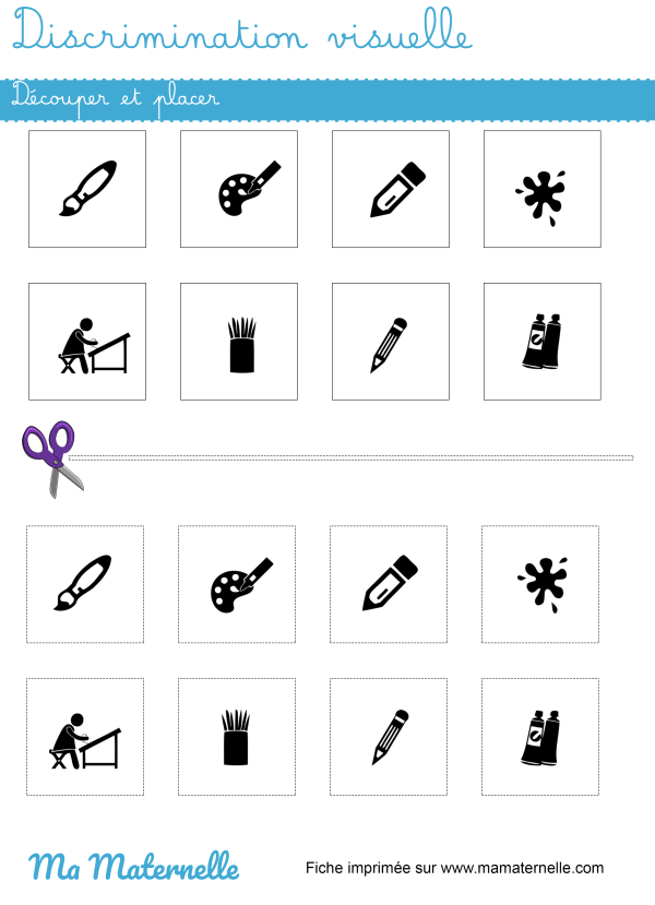 Discrimination visuelle : découper puis placer - Ma Maternelle