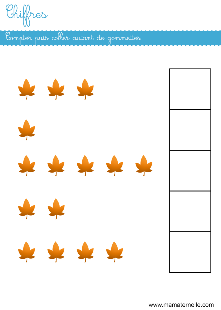 Petite section - Chiffres : compter puis coller des gommettes