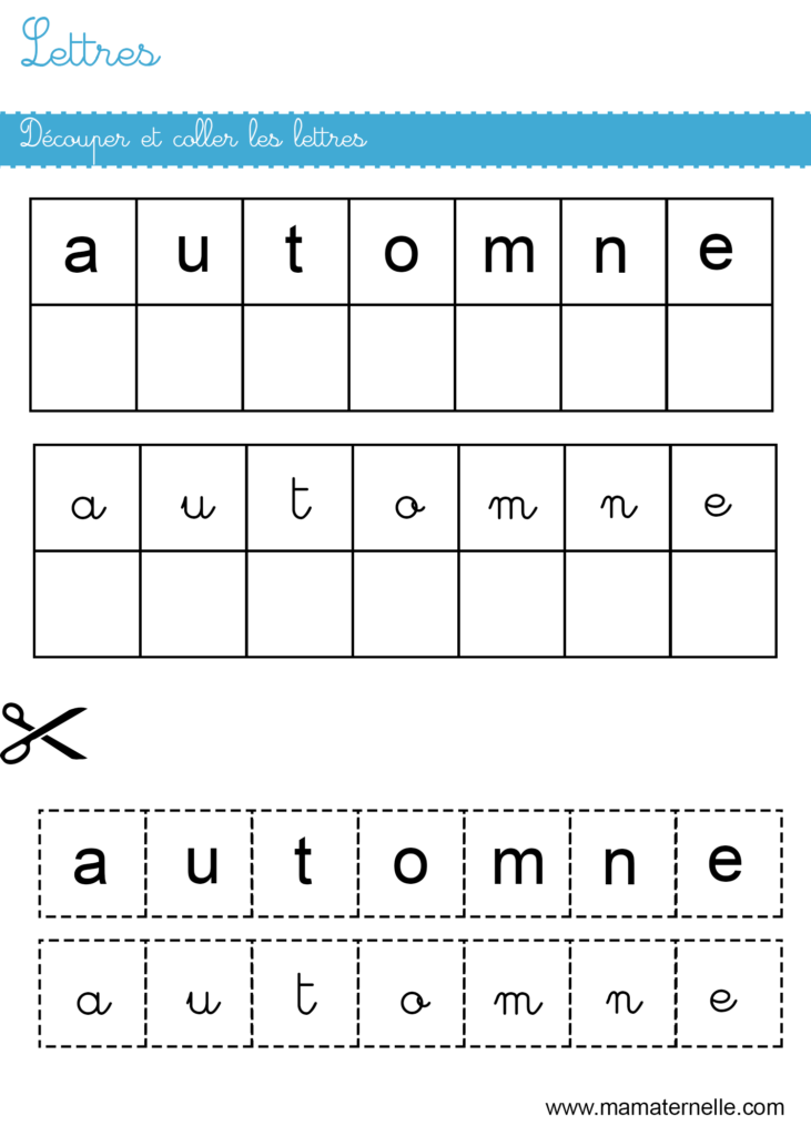 Grande section - Lettres : découper et coller