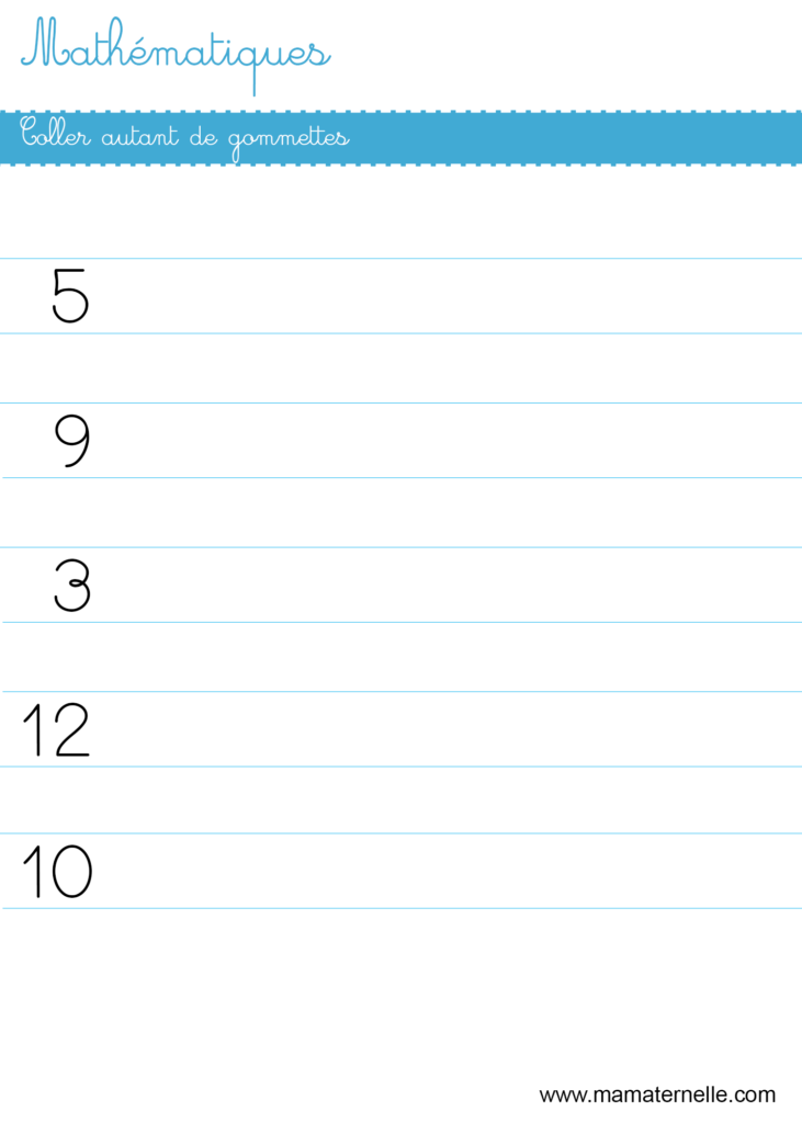 Grande section - Mathématiques : coller autant de gommettes