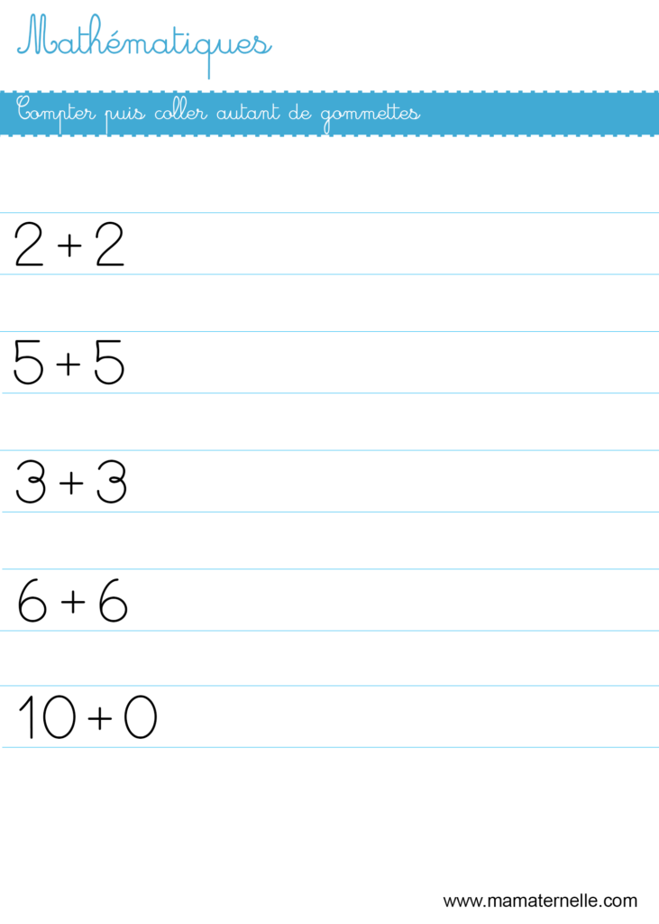 Grande section - Mathématiques : coller autant de gommettes