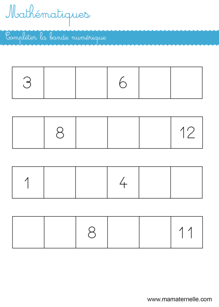 Grande section - Mathématiques : compléter la bande numérique