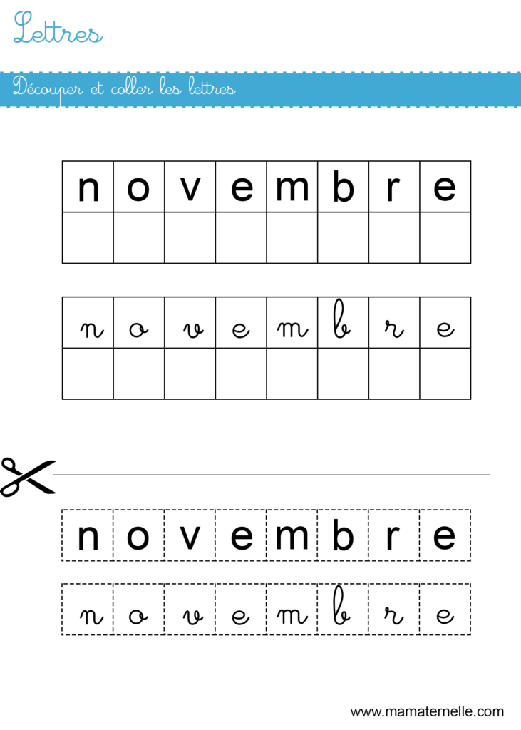 Grande section - Lettres : découper et coller