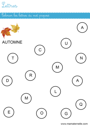 Exercices sur les lettres en petite section de maternelle