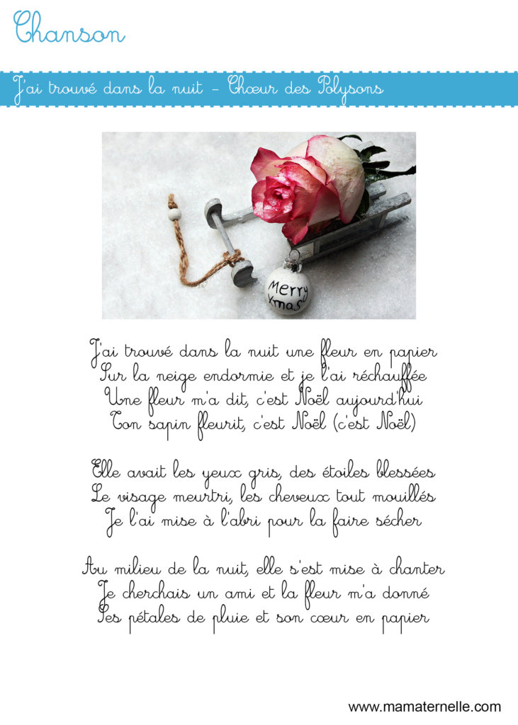 Chanson j'ai trouvé dans la nuit Ma Maternelle