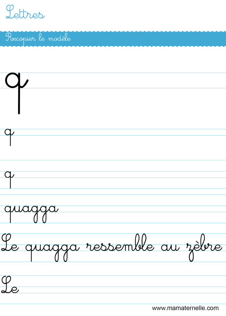 Grande section - Lettres : recopier le modèle