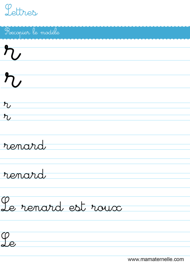 Grande section - Lettres : recopier le modèle