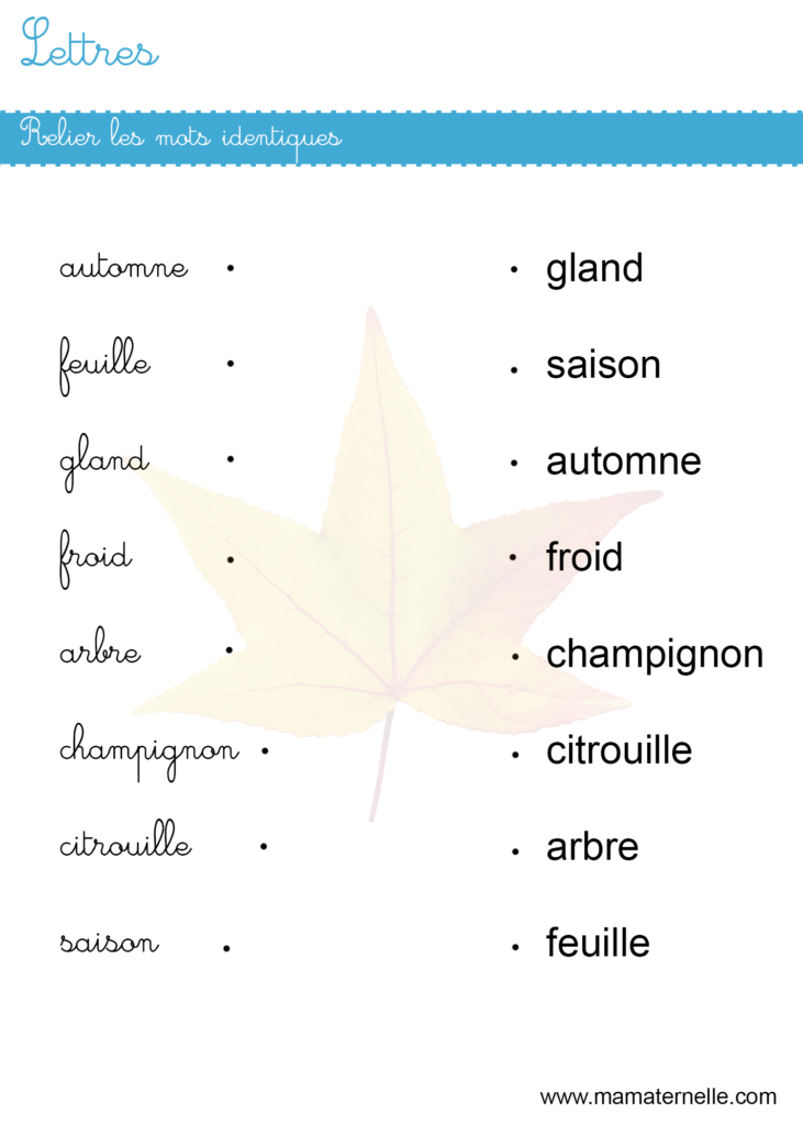 Lettres Relier Les Mots Identiques Ma Maternelle Lettres Relier Les Mots Identiques Ma Maternelle