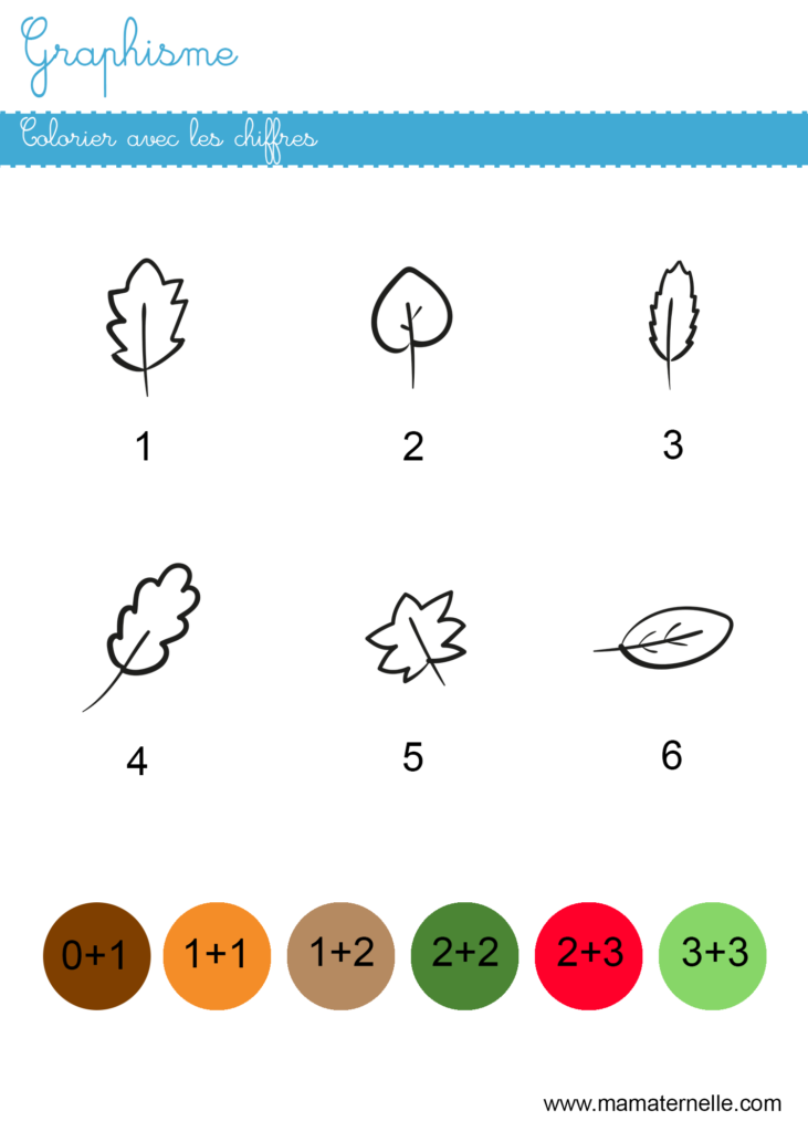 Grande section - Graphisme : colorier suivant les chiffres