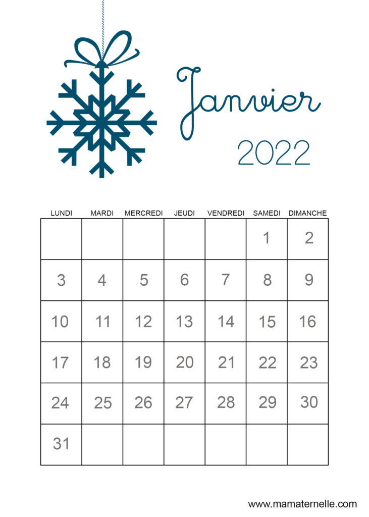 Activités - Calendrier Janvier 2022