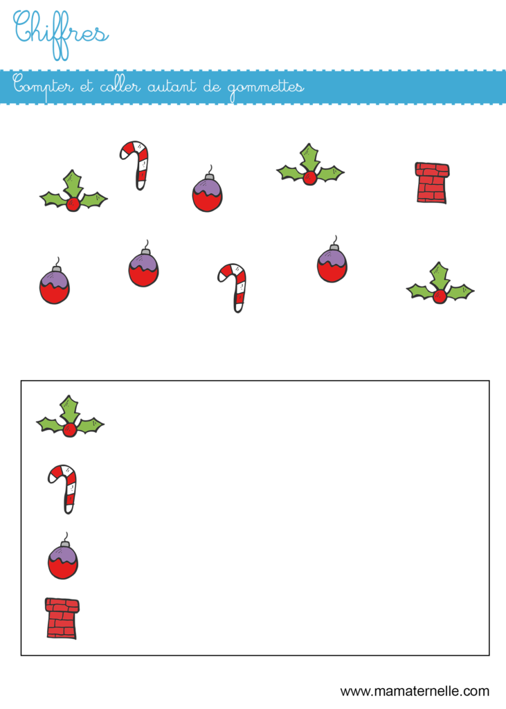 Petite section - Chiffres : compter et coller des gommettes