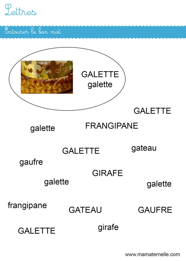 Moyenne section - Lettres : entourer le bon mot