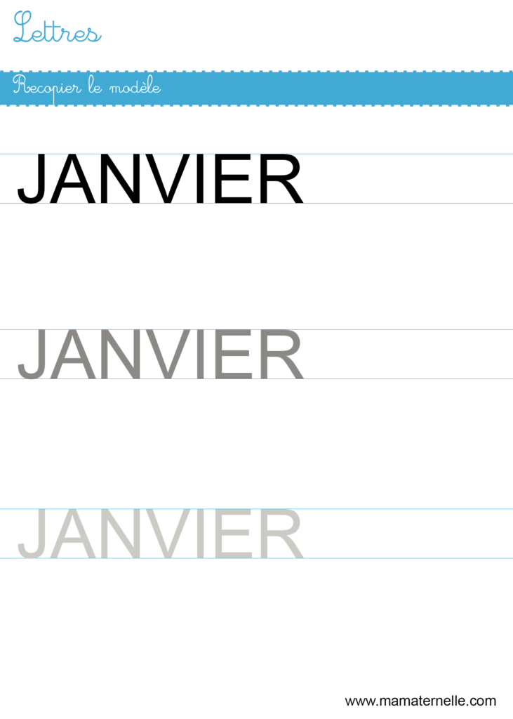 Moyenne section - Lettres : recopier le modèle