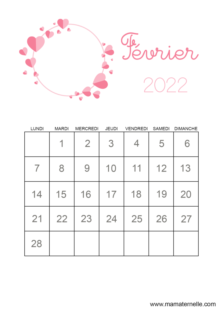 Activités - Calendrier Février 2022