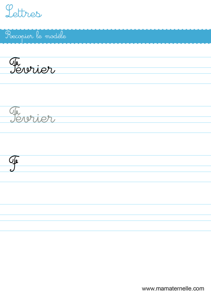 Grande section - Lettres : recopier le modèle