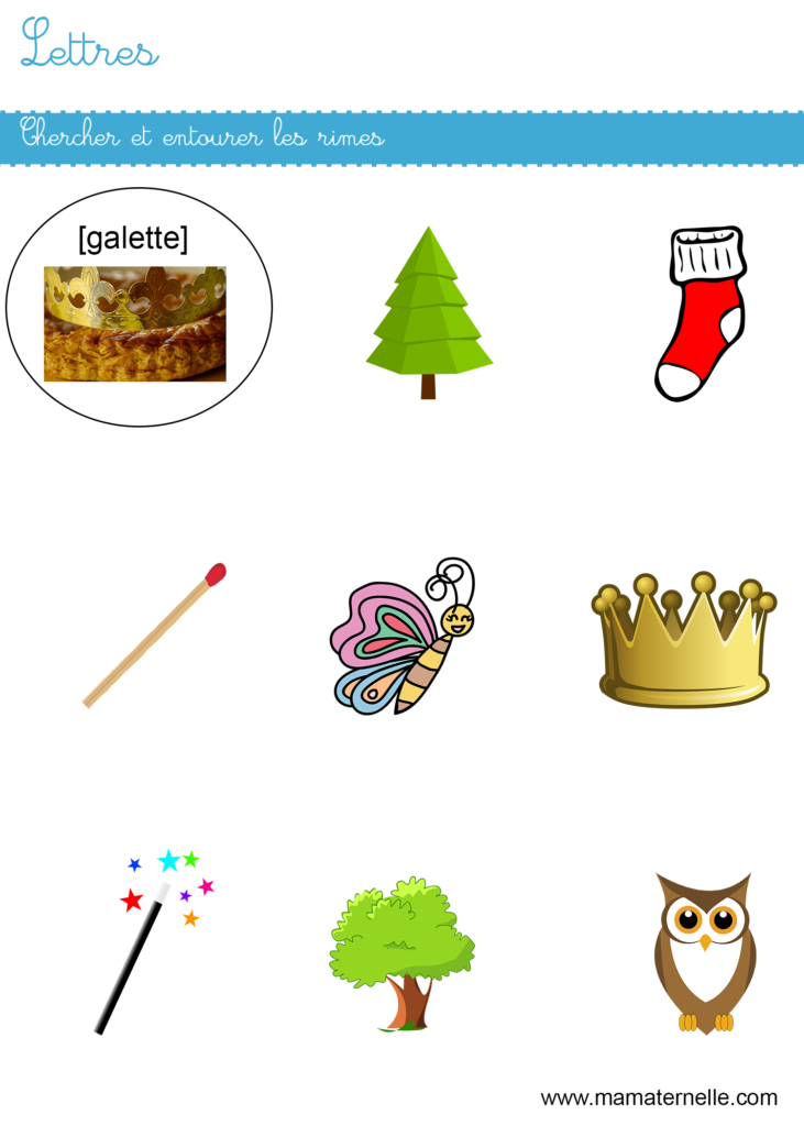 Grande section - Lettres : chercher et entourer les rimes