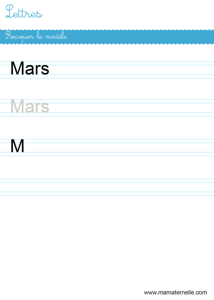 Grande section - Lettres : recopier le modèle