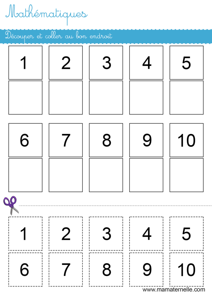 Grande section - Mathématiques : découper et coller au bon endroit