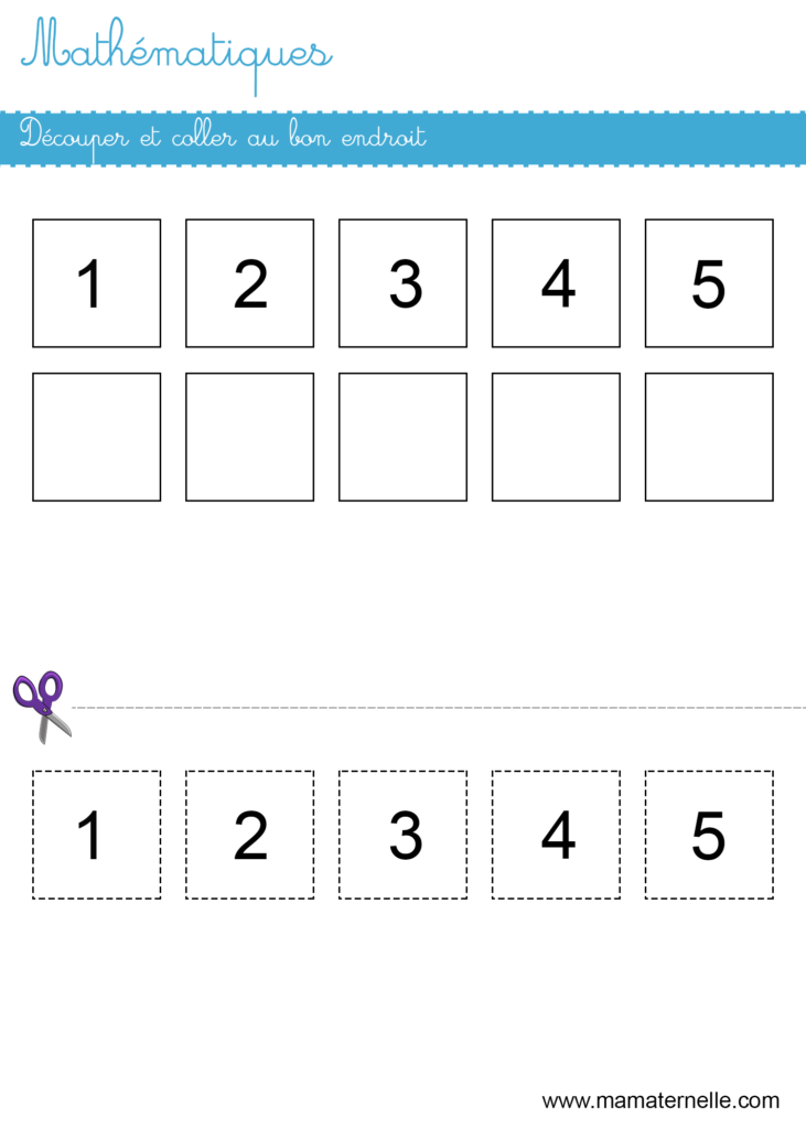 Moyenne section - Mathématiques : découper et coller au bon endroit