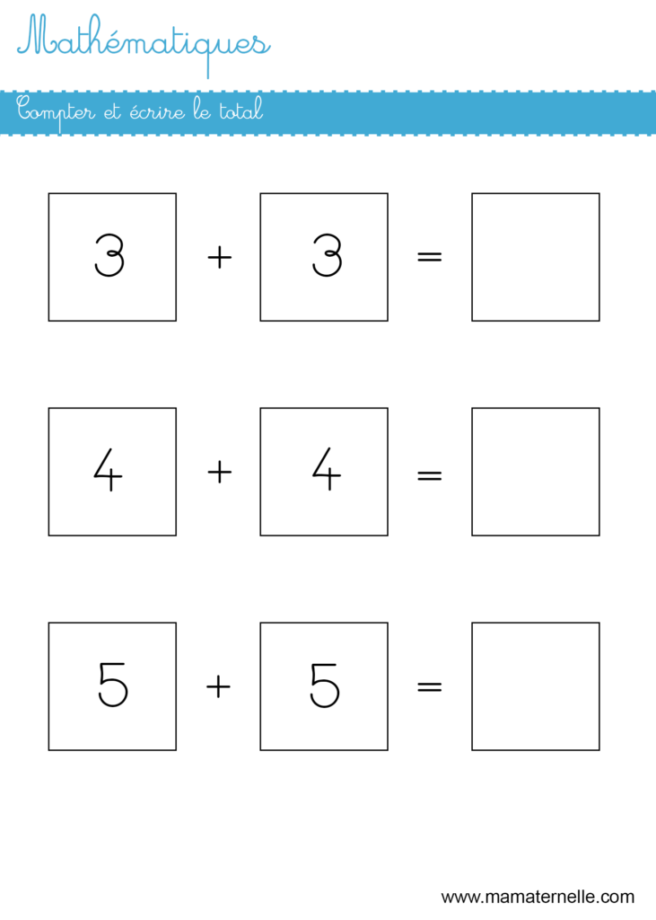 Grande section - Mathématiques : compter et écrire le total