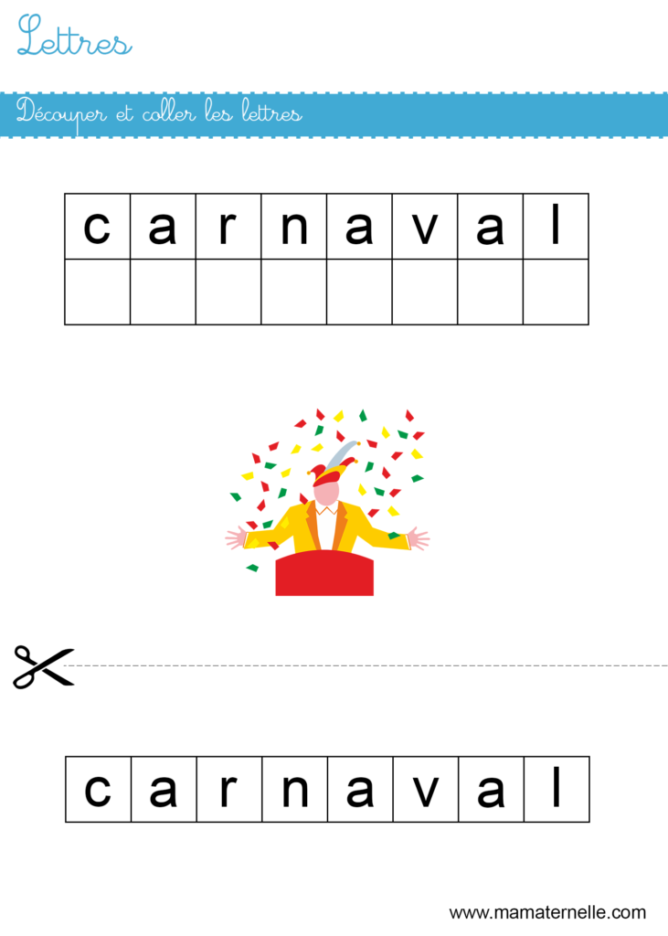 Moyenne section - Lettres : découper et coller