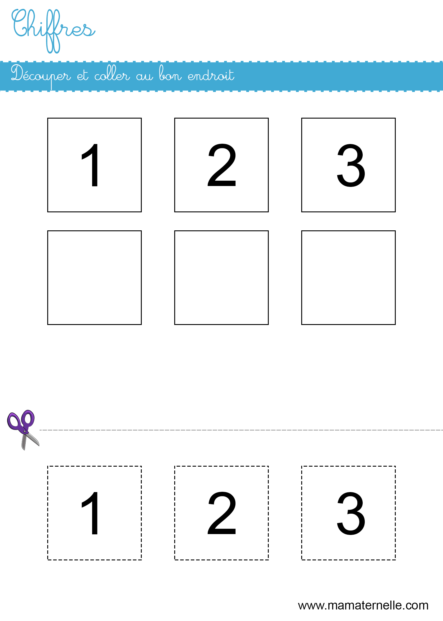 Mathématiques : découper et coller au bon endroit - Ma Maternelle