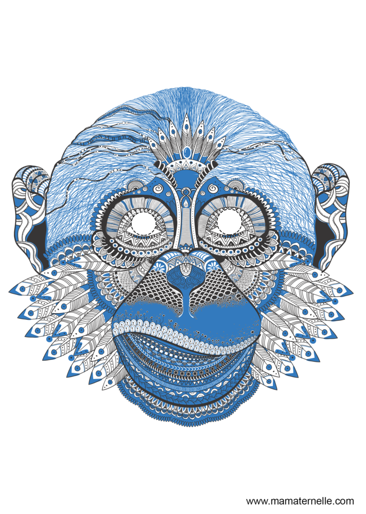 masque carnaval singe bleu