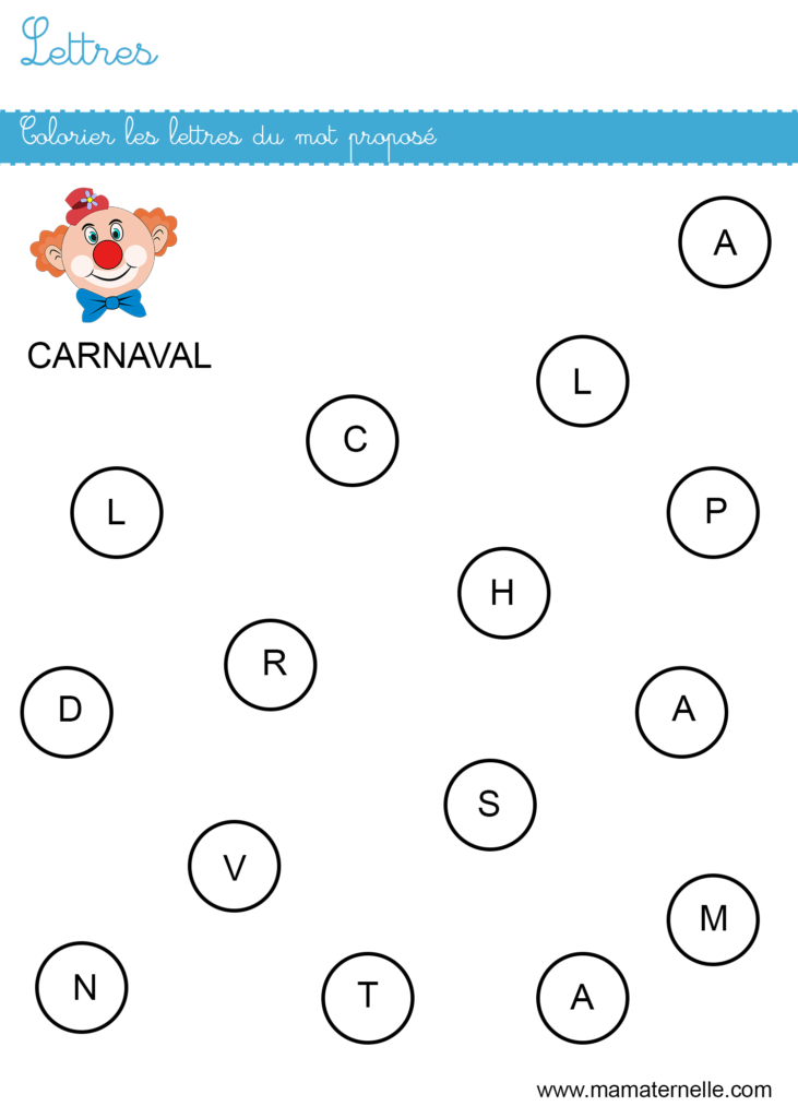 Petite section - Lettres : colorier les lettres