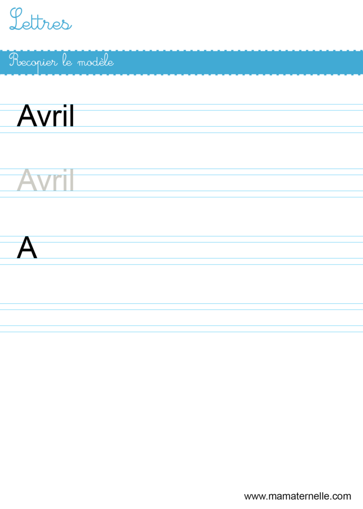 Grande section - Lettres : recopier le modèle