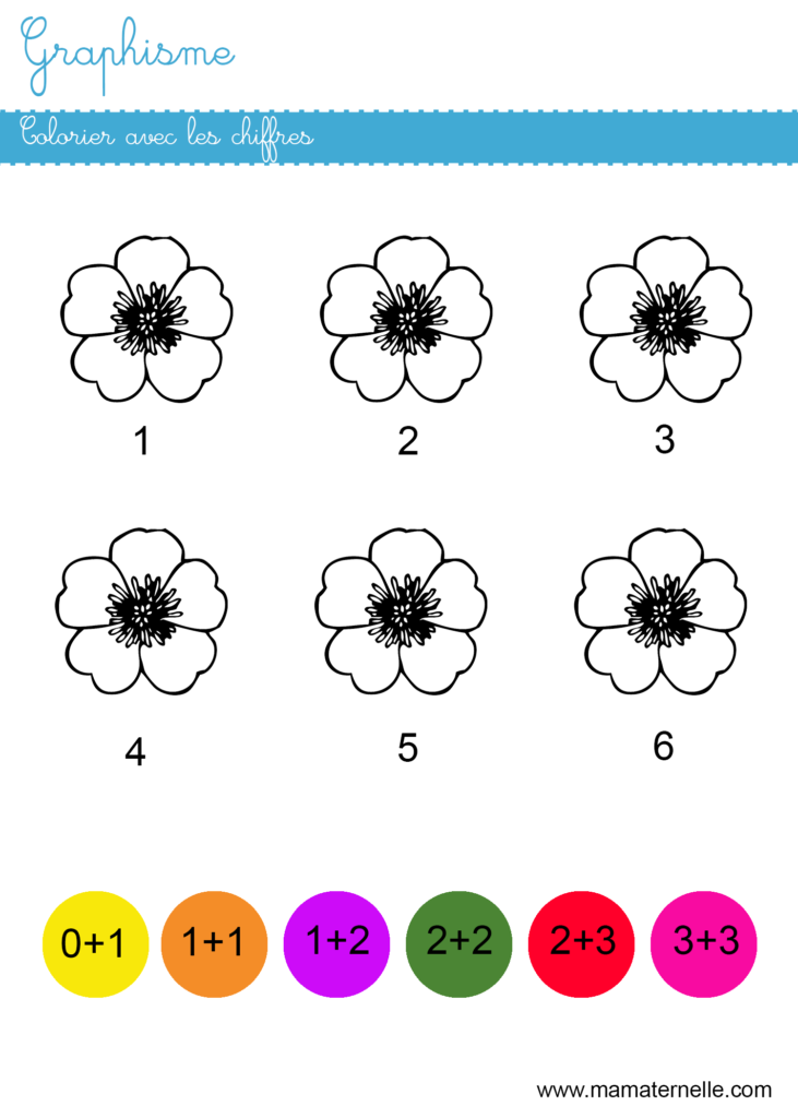 Grande section - Graphisme : colorier avec les chiffres