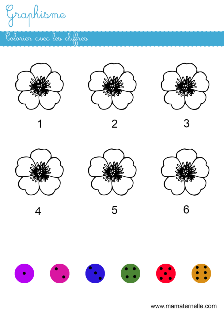 Moyenne section - Graphisme : colorier avec les chiffres